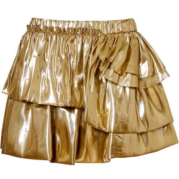 LoveShackFancy Winnett Mini Skirt in Gold - Picture 1 of 6